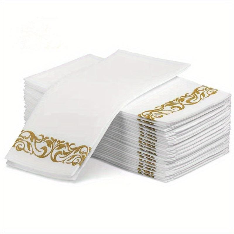 Disposable Golden Dust Paper Towels with Lace Napkins, 25 Sheets Pack