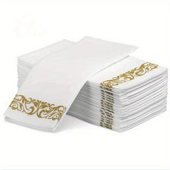 Disposable Golden Dust Paper Towels with Lace Napkins, 25 Sheets Pack