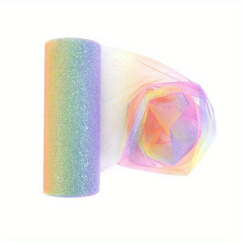 Rainbow Glitter Tulle Roll Sequin Organza Sheer Fabric - DIY Craft Tutu Skirt