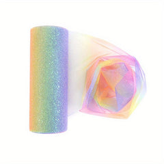 Rainbow Glitter Tulle Roll Sequin Organza Sheer Fabric - DIY Craft Tutu Skirt