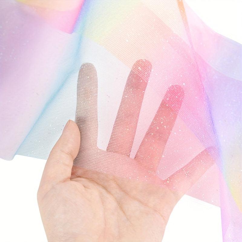 Rainbow Glitter Tulle Roll Sequin Organza Sheer Fabric - DIY Craft Tutu Skirt