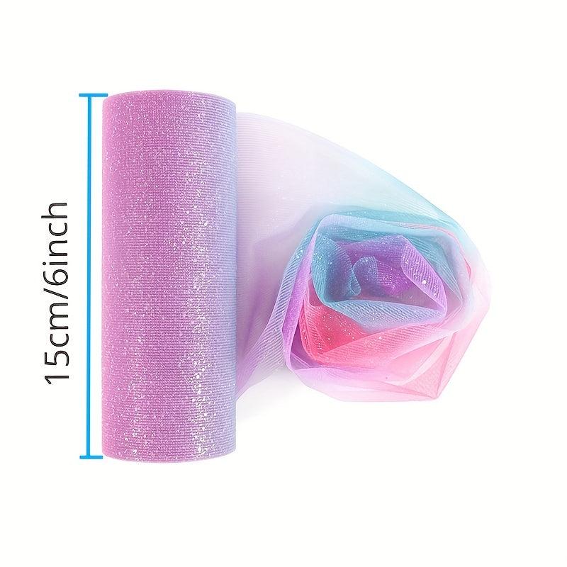 Rainbow Glitter Tulle Roll Sequin Organza Sheer Fabric - DIY Craft Tutu Skirt