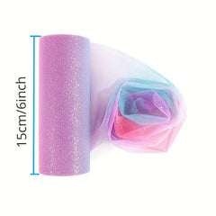 Rainbow Glitter Tulle Roll Sequin Organza Sheer Fabric - DIY Craft Tutu Skirt