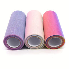 Rainbow Glitter Tulle Roll Sequin Organza Sheer Fabric - DIY Craft Tutu Skirt