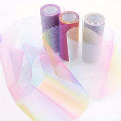 Rainbow Glitter Tulle Roll Sequin Organza Sheer Fabric - DIY Craft Tutu Skirt