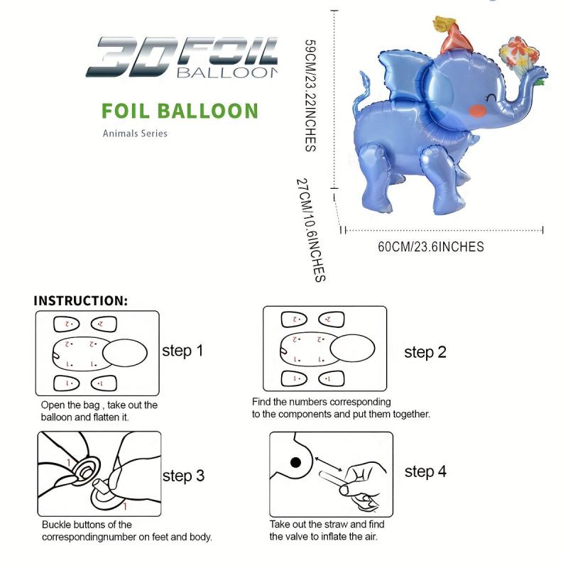 5pcs Elephant Balloon Set for Birthday and Party Decor