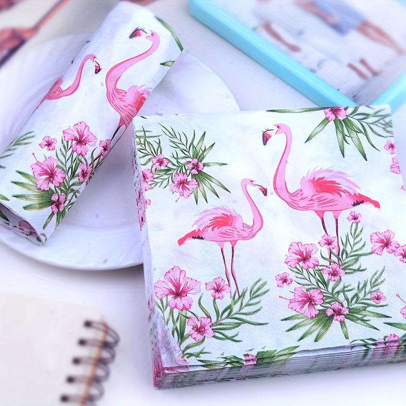 20pcs Pink Flamingo Napkin Tropical Colorful Paper Towel