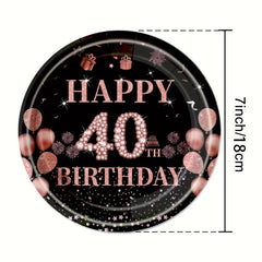 40 Years Old Digital Birthday Theme Set Tissue Paper Plate Paper Cup Party Decor