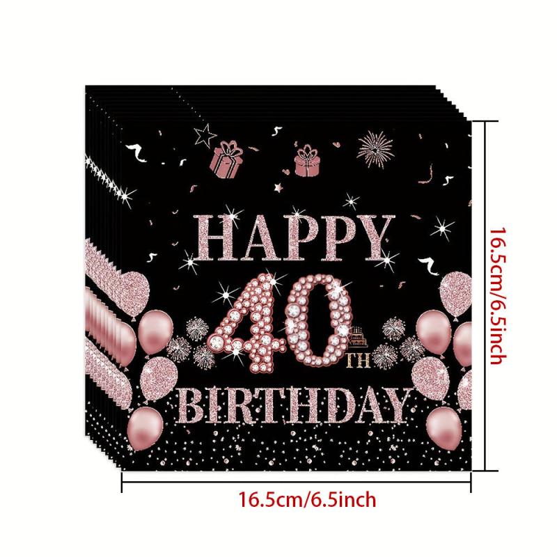 40 Years Old Digital Birthday Theme Set Tissue Paper Plate Paper Cup Party Decor