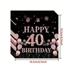 40 Years Old Digital Birthday Theme Set Tissue Paper Plate Paper Cup Party Decor