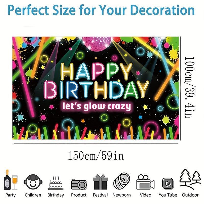 Neon Birthday Party Tapestry - Photo Booth Props & Decor