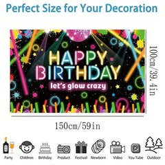 Neon Birthday Party Tapestry - Photo Booth Props & Decor