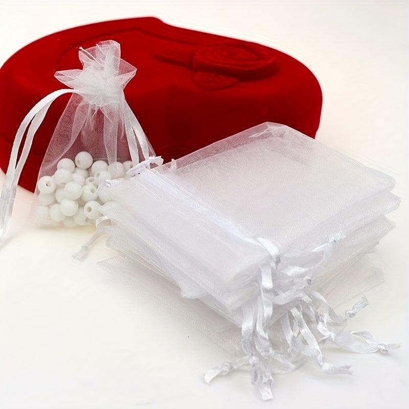 100pcs 6.99x8 Solid Organza Drawstring Storage Bag Gift Bag