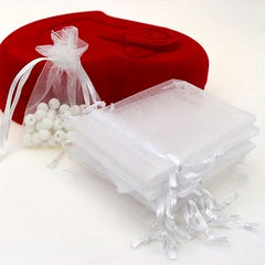 100pcs 6.99x8 Solid Organza Drawstring Storage Bag Gift Bag