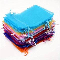 100pcs 6.99x8 Solid Organza Drawstring Storage Bag Gift Bag