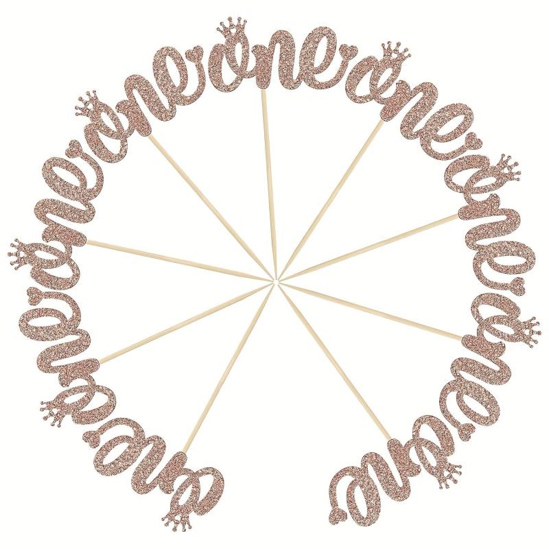 12pcs 1st Birthday Cupcake Toppers Baby Shower Cake Decorations