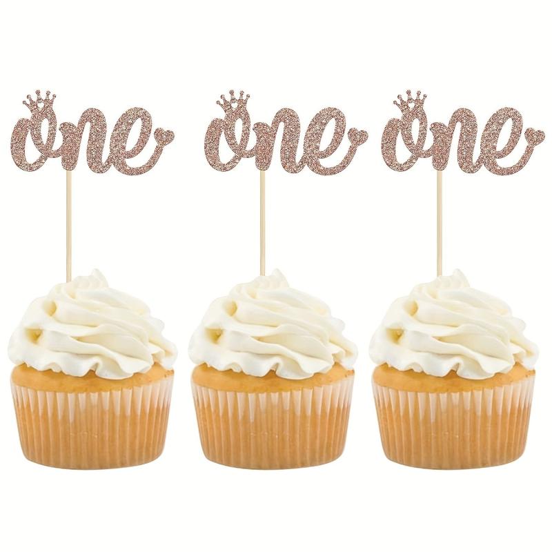 12pcs 1st Birthday Cupcake Toppers Baby Shower Cake Decorations
