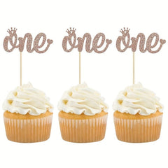 12pcs 1st Birthday Cupcake Toppers Baby Shower Cake Decorations