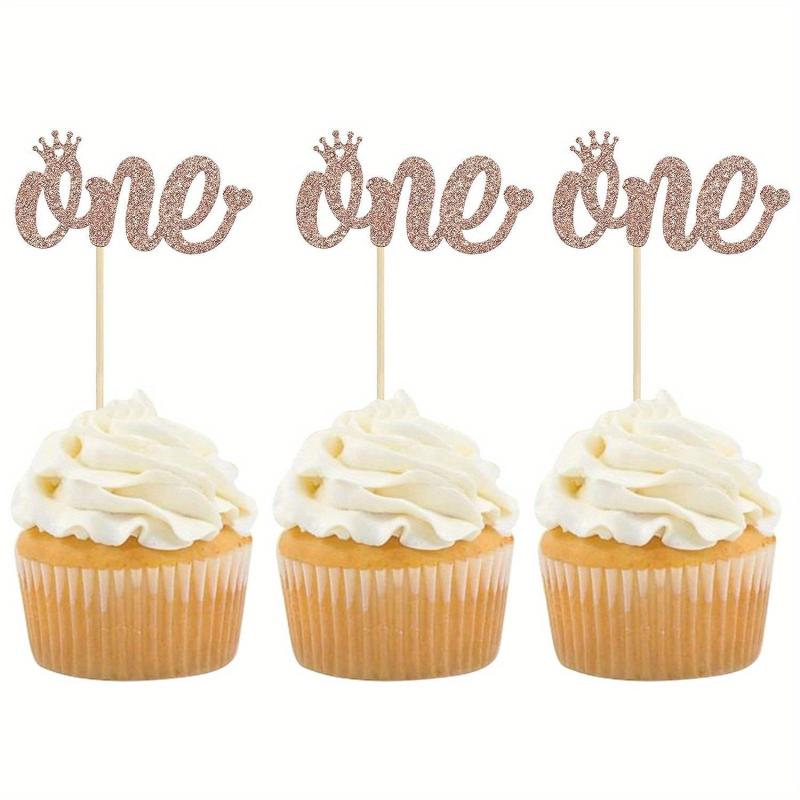12pcs 1st Birthday Cupcake Toppers Baby Shower Cake Decorations