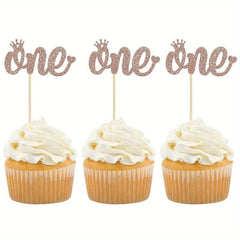 12pcs 1st Birthday Cupcake Toppers Baby Shower Cake Decorations
