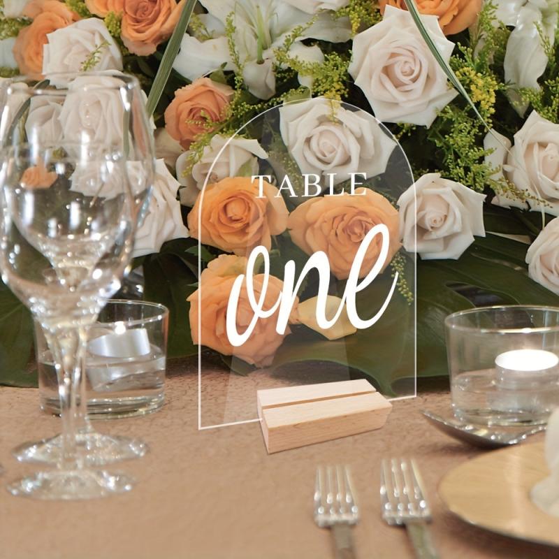Acrylic Wedding Table Numbers Set - Hexagonal, Rectangular, Round Signs