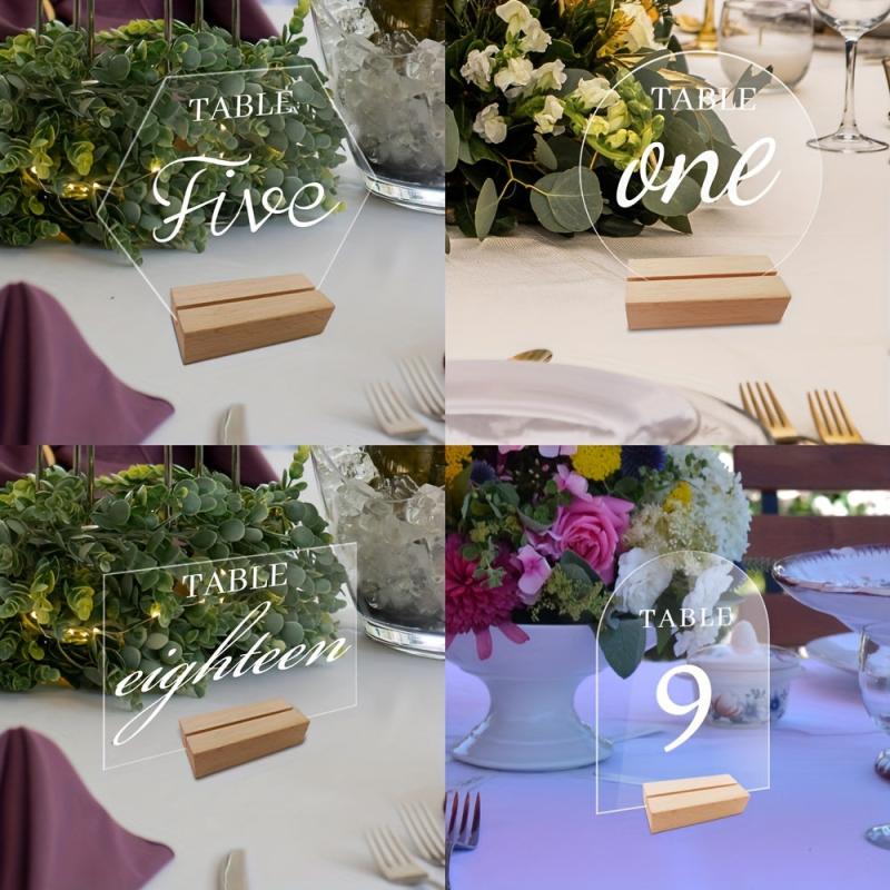 Acrylic Wedding Table Numbers Set - Hexagonal, Rectangular, Round Signs