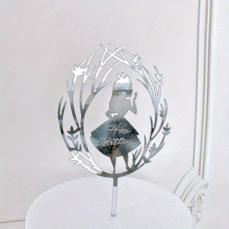 Golden Butterfly Cake Insert 1st Birthday Girl Acrylic Decoration with Rose