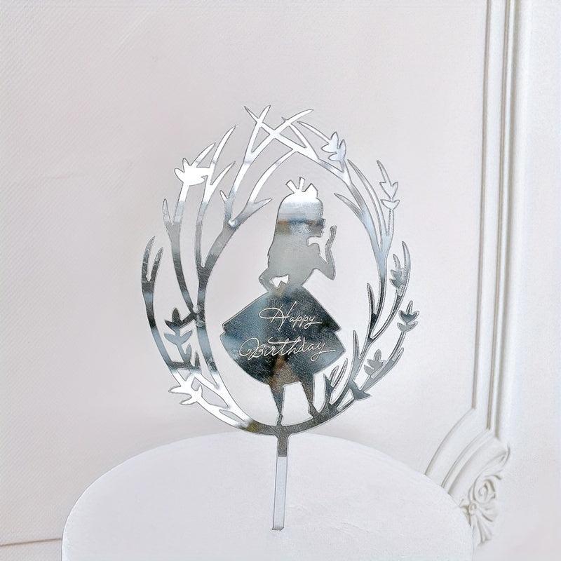 Golden Butterfly Cake Insert 1st Birthday Girl Acrylic Decoration with Rose