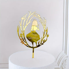 Golden Butterfly Cake Insert 1st Birthday Girl Acrylic Decoration with Rose