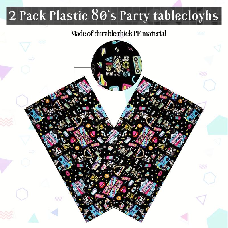 2pcs Retro Radio Pattern Plastic Tablecloth Themed Parties Decor
