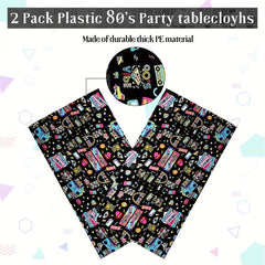 2pcs Retro Radio Pattern Plastic Tablecloth Themed Parties Decor
