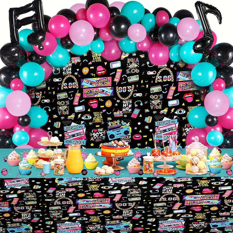 2pcs Retro Radio Pattern Plastic Tablecloth Themed Parties Decor