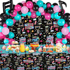 2pcs Retro Radio Pattern Plastic Tablecloth Themed Parties Decor
