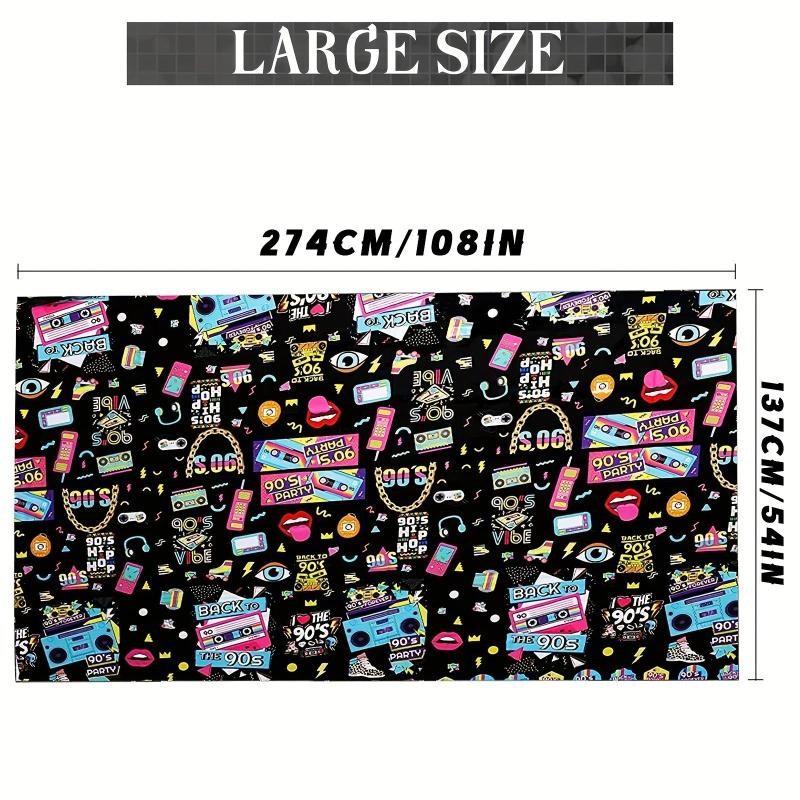 2pcs Retro Radio Pattern Plastic Tablecloth Themed Parties Decor