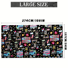 2pcs Retro Radio Pattern Plastic Tablecloth Themed Parties Decor