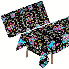 2pcs Retro Radio Pattern Plastic Tablecloth Themed Parties Decor