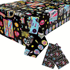 2pcs Retro Radio Pattern Plastic Tablecloth Themed Parties Decor