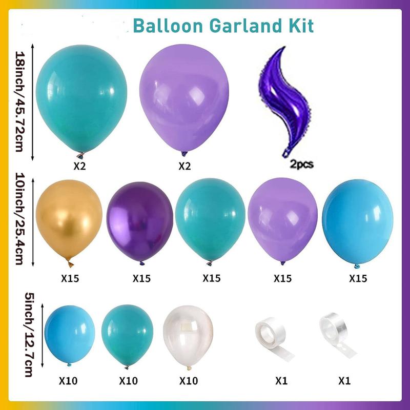113pcs Purple Fish Tail Balloon Chain Set for Party Wedding Ceremony