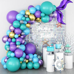 113pcs Purple Fish Tail Balloon Chain Set for Party Wedding Ceremony