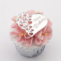 6pcs Happy Birthday Heart Acrylic Cake Topper for Dessert Table Decor