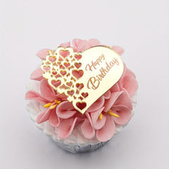 6pcs Happy Birthday Heart Acrylic Cake Topper for Dessert Table Decor