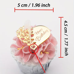 6pcs Happy Birthday Heart Acrylic Cake Topper for Dessert Table Decor
