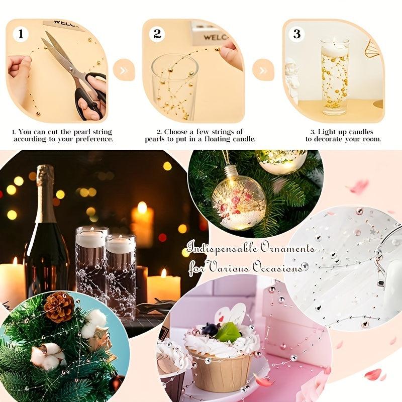 5pcs Vase Filled Pearl Beads Chain Wedding Table Decoration