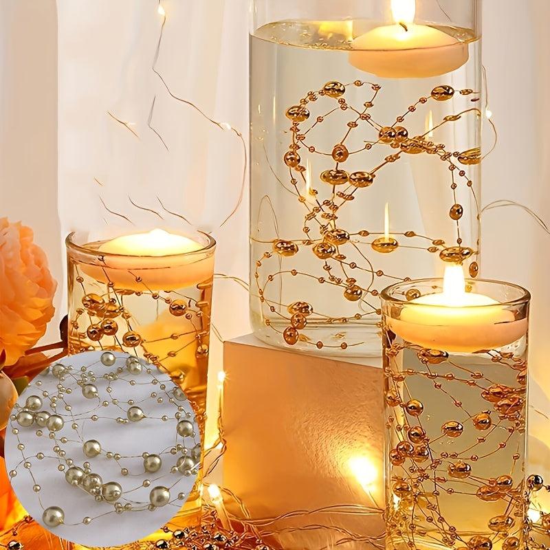 5pcs Vase Filled Pearl Beads Chain Wedding Table Decoration