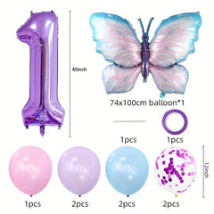 9pcs Large 101 6 Cm Purple Number Aluminum Film Balloon Butterfly