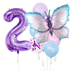 9pcs Large 101 6 Cm Purple Number Aluminum Film Balloon Butterfly