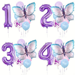 9pcs Large 101 6 Cm Purple Number Aluminum Film Balloon Butterfly