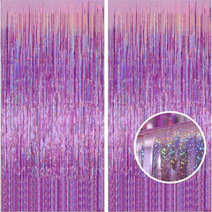 2pcs Sparkle Metallic Foil Curtains 3.2x8.2 Ft for Party Decoration