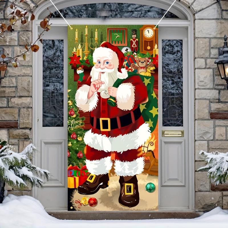 Christmas Santa Door Cover For Holiday Party Decorations