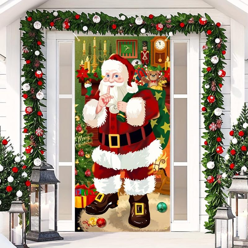 Christmas Santa Door Cover For Holiday Party Decorations